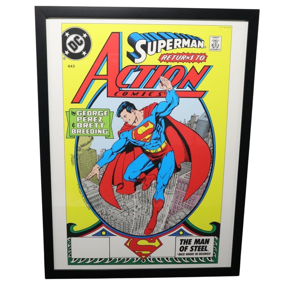 DC Comics Action Comics #643 Framed Superman Cover Art George Perez 12x16